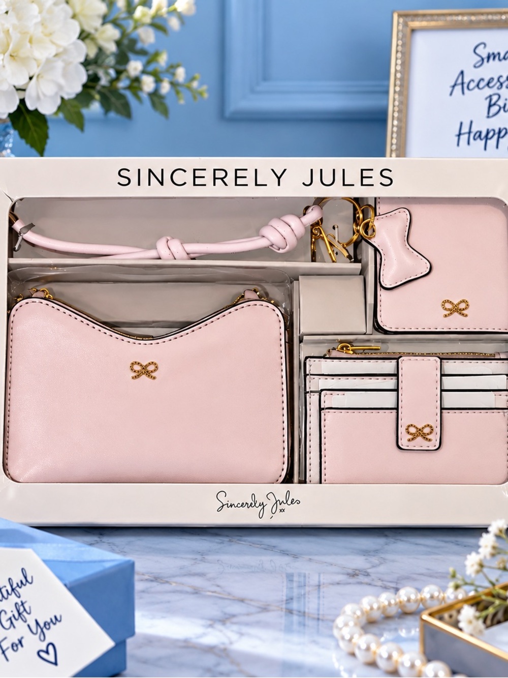 Sincerely Jules Pale Pink Crossbody Set with Cardholder & Coin Pouch